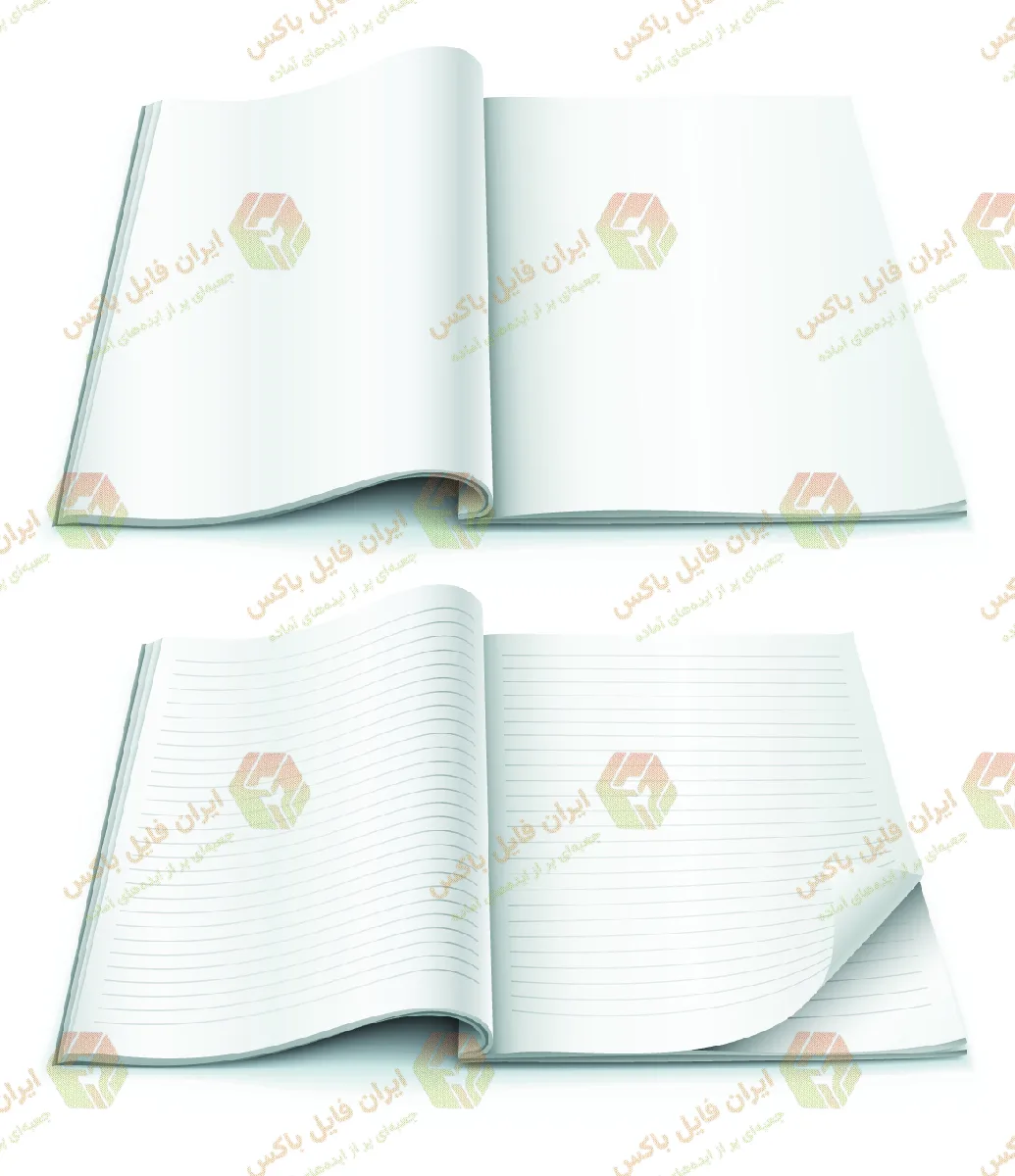 مجموعه طرح های وکتور صفحات خالی دفترچه یادداشت و ژورنال
