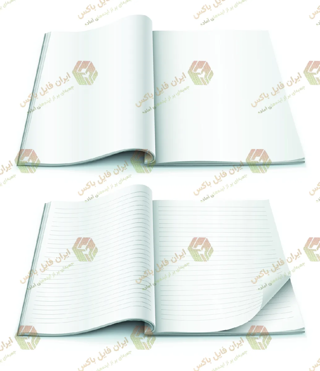 مجموعه طرح های وکتور صفحات خالی دفترچه یادداشت و ژورنال
