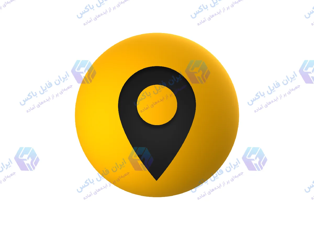 فایل لایه باز دکمه مکان زرد PSD با ابعاد بزرگ