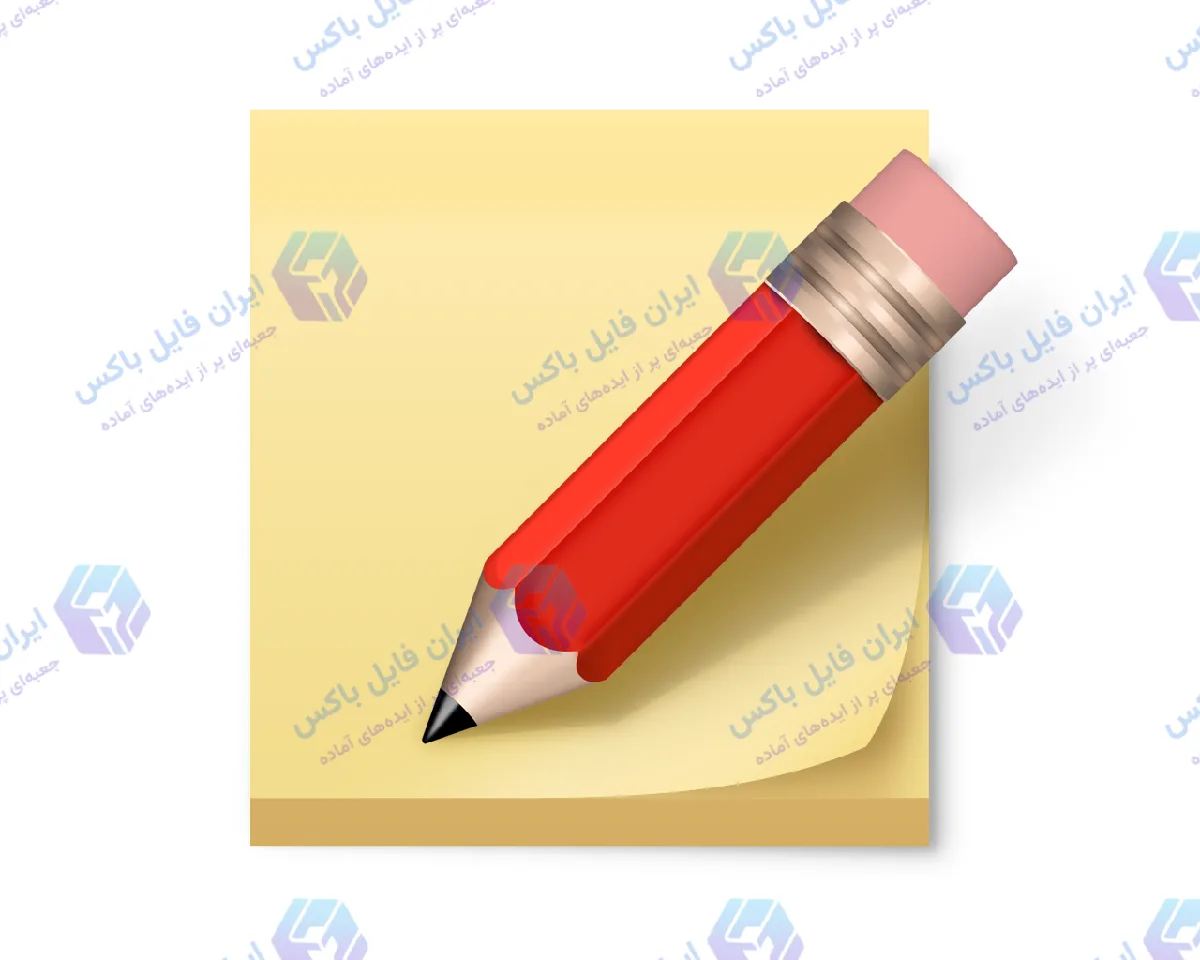 آیکون لایه باز یادداشت چسبان (پست ایت) و مداد PSD