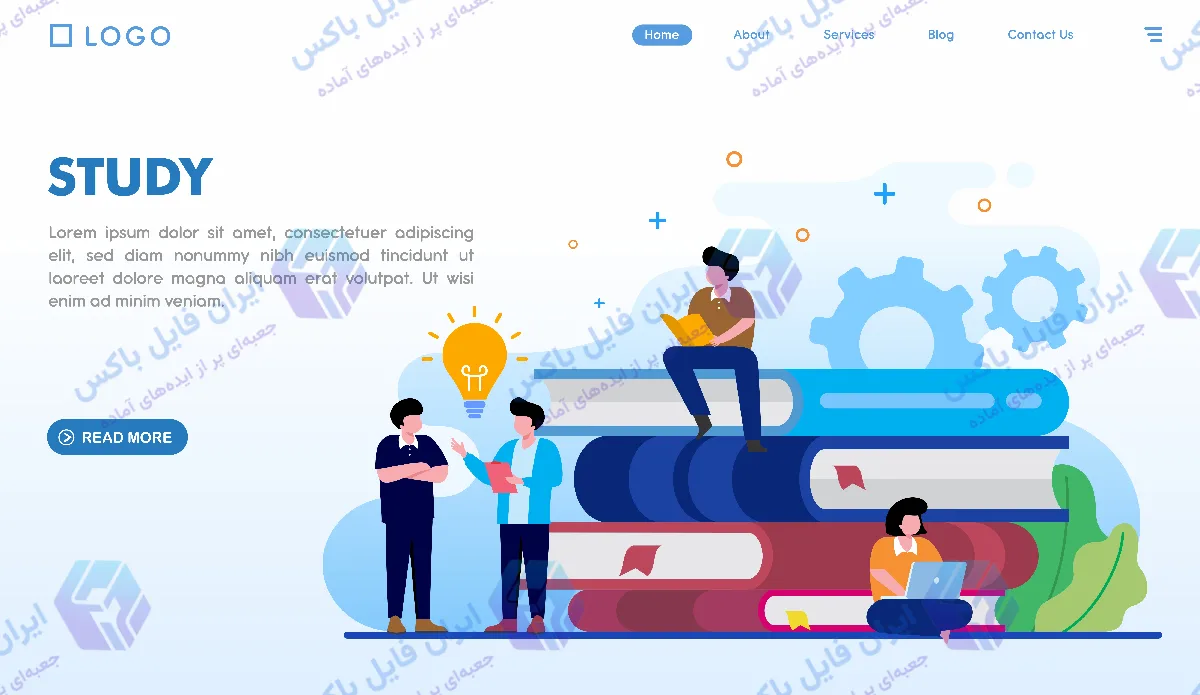 قالب لایه باز لندینگ پیج آموزشی و مطالعه با فرمت EPS