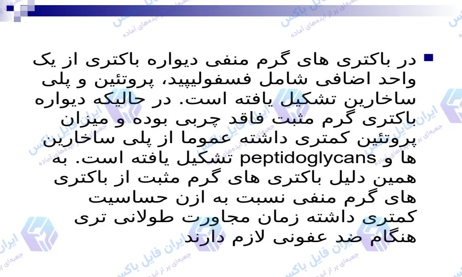 پاورپوینت مقایسه باکتری های گرم مثبت و منفی با ساختار و جدول مقایسه ای