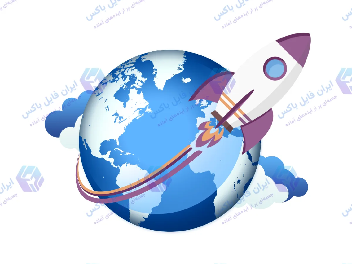 آیکون لایه باز راکت در حال پرتاب PSD ابعاد ۱۲۸۰×۹۶۰