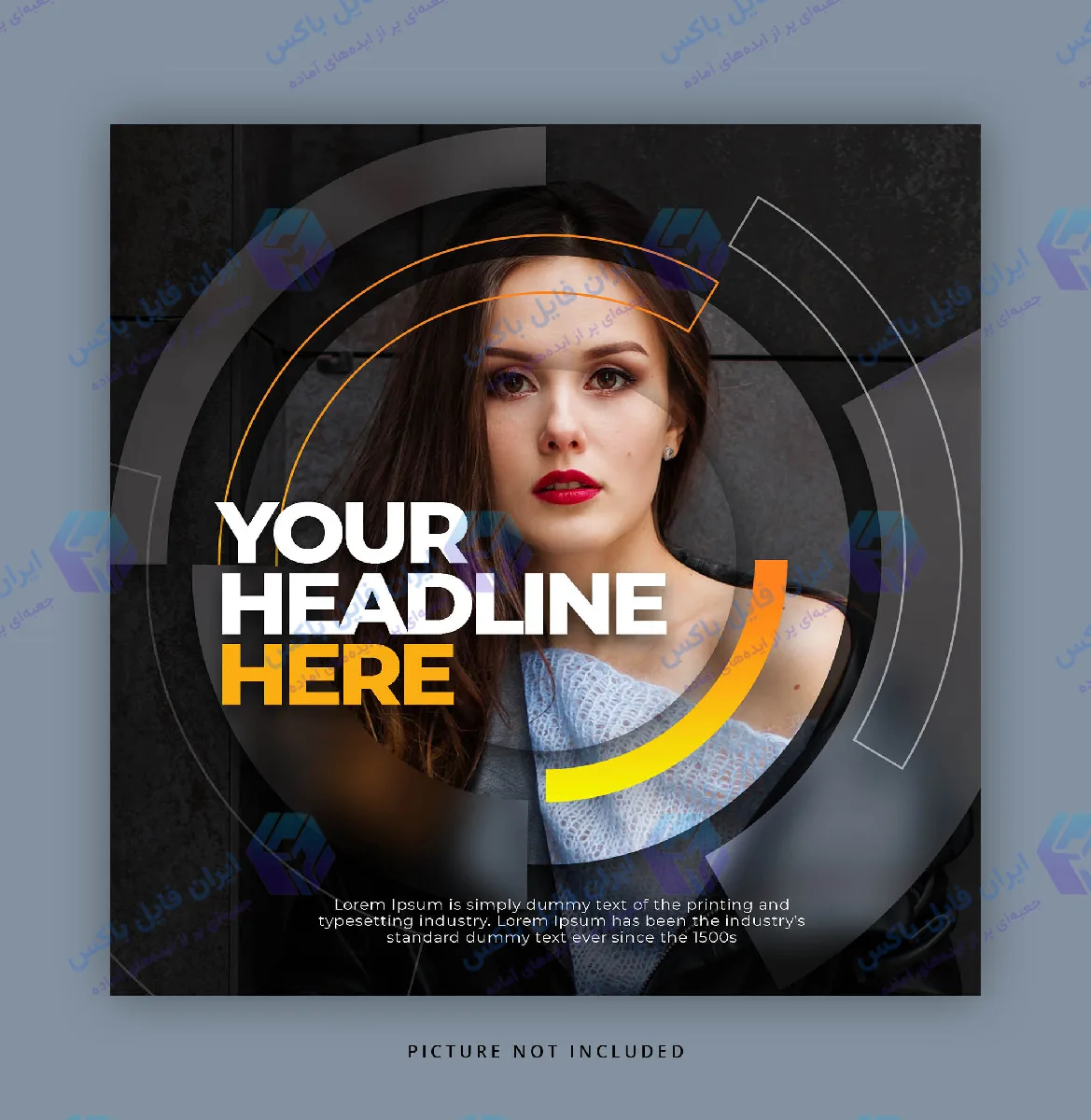 قالب پست اینستاگرام پرتره زنانه با تم نارنجی و هدلاین برجسته PSD