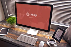 موکاپ لایه باز مانیتور اپل برای نمایش وب سایت و اپلیکیشن