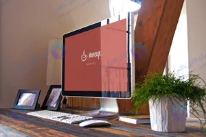 موکاپ لایه باز مانیتور اپل برای نمایش وب سایت و اپلیکیشن