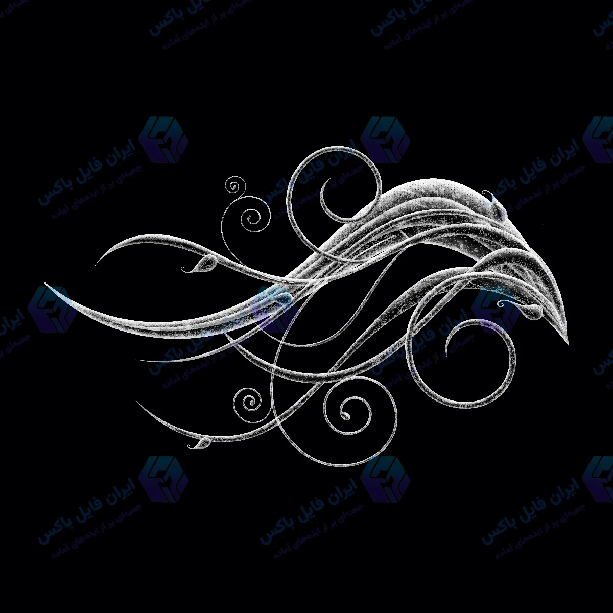 فایل لایه باز گل و بوته انتزاعی بوته نقره ای موج دار با رزولوشن بسیار بالا