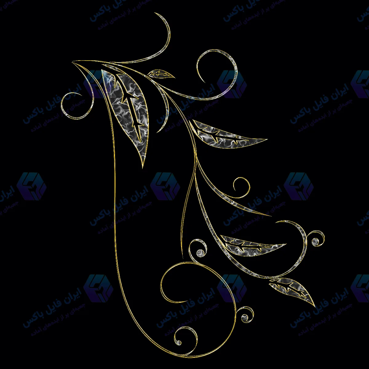 طرح لایه باز بوته برگ مارپیچ چند رنگ با طراحی مدرن وکتورگونه PSD