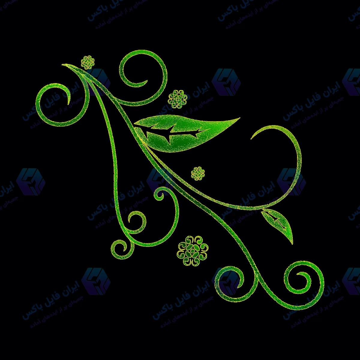 طرح لایه باز بوته سبز طلایی گل دار انتزاعی با کیفیت فوق العاده ۵۰۰۰ پیکسل