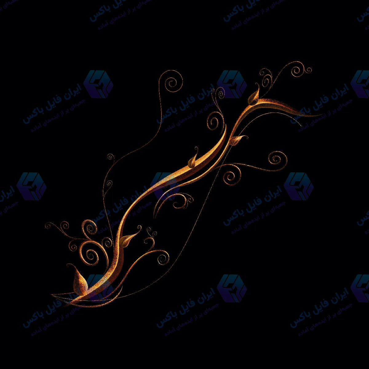 طرح لایه باز اسلیمی تذهیب با بوته برنزی محو و ابعاد ۵۰۰۰ پیکسل