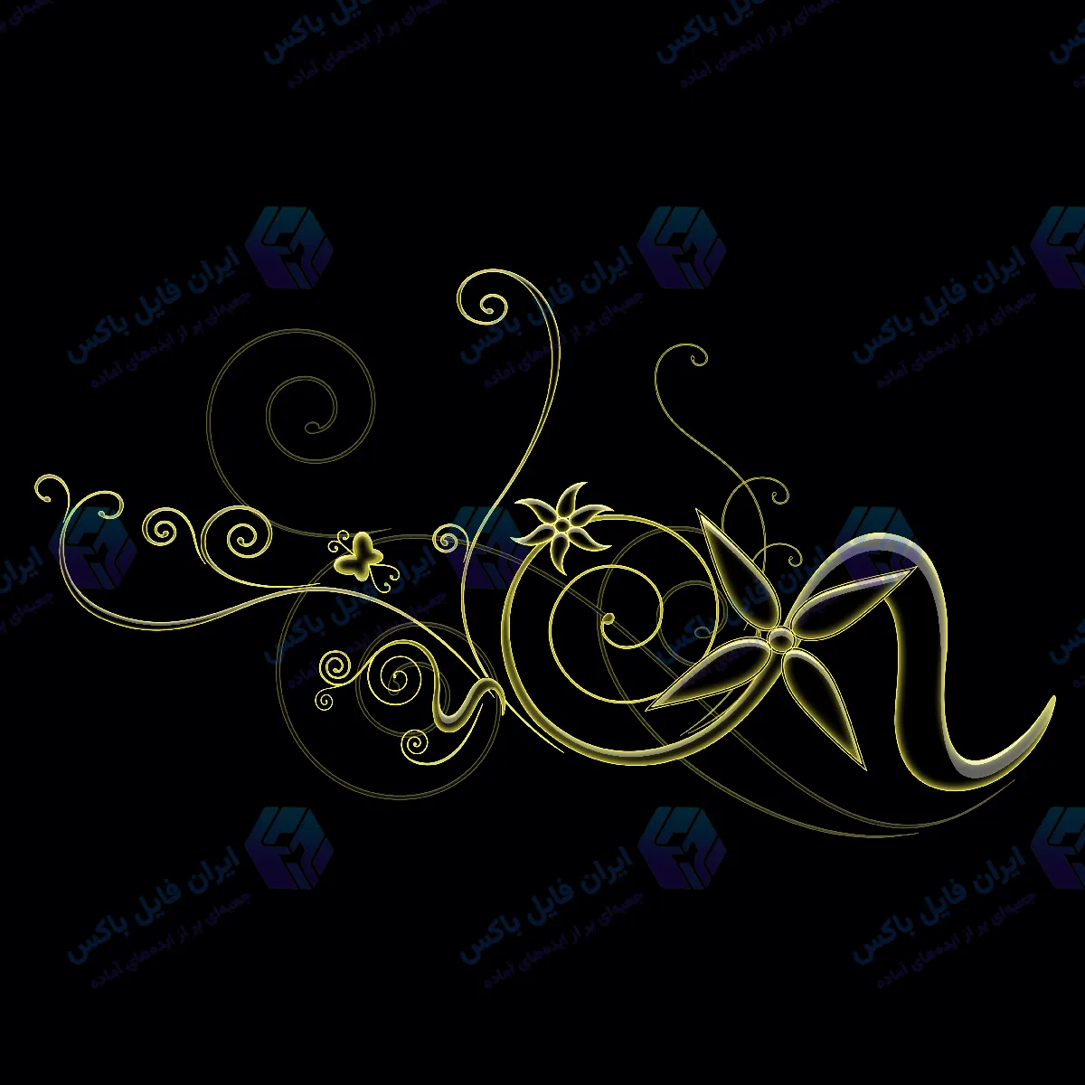 طرح لایه باز اسلیمی بوته زیتونی انتزاعی همراه با پروانه و رزولوشن ۵۰۰۰