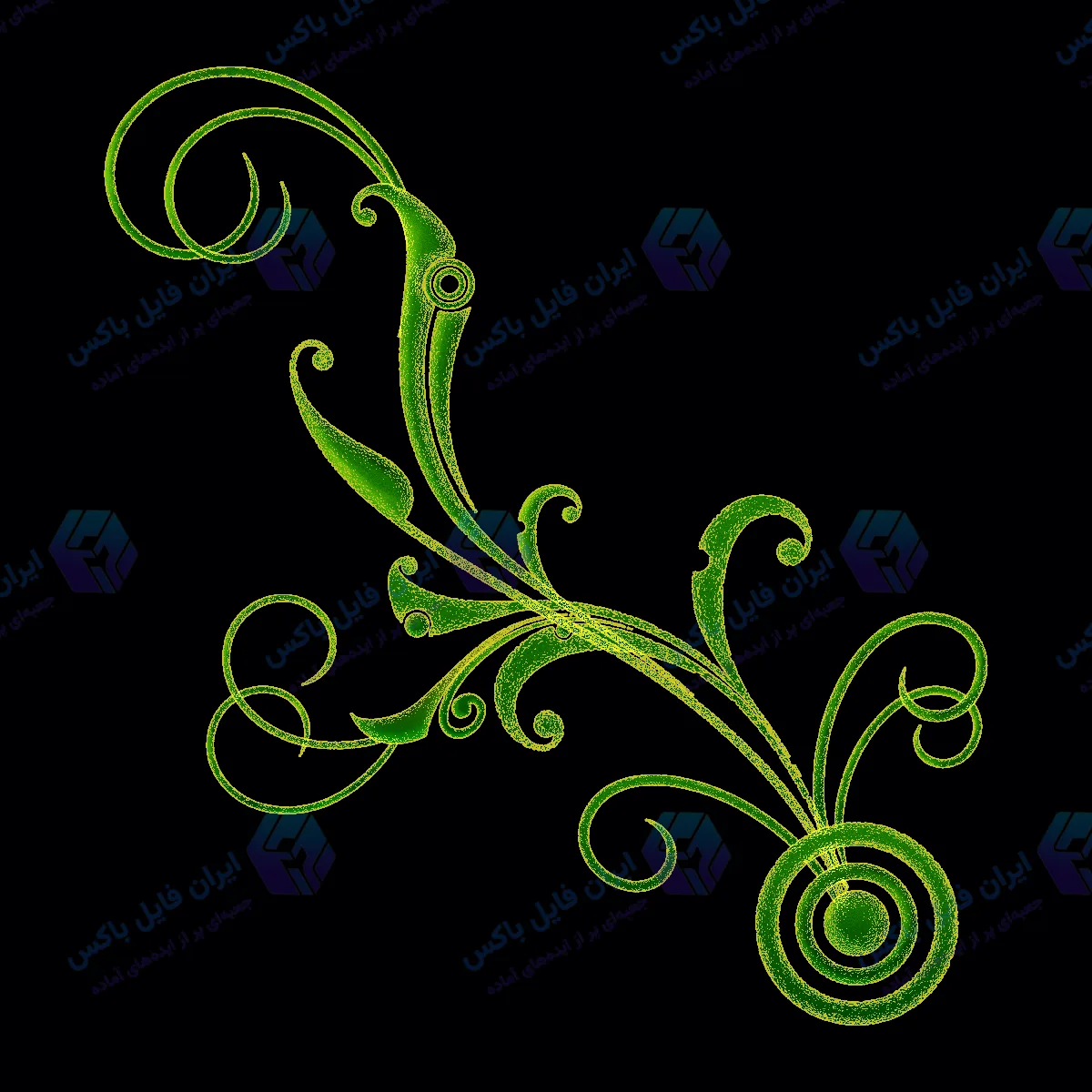 طرح لایه باز اسلیمی مارپیچ سبز حلزونی درخشان دو نسخه