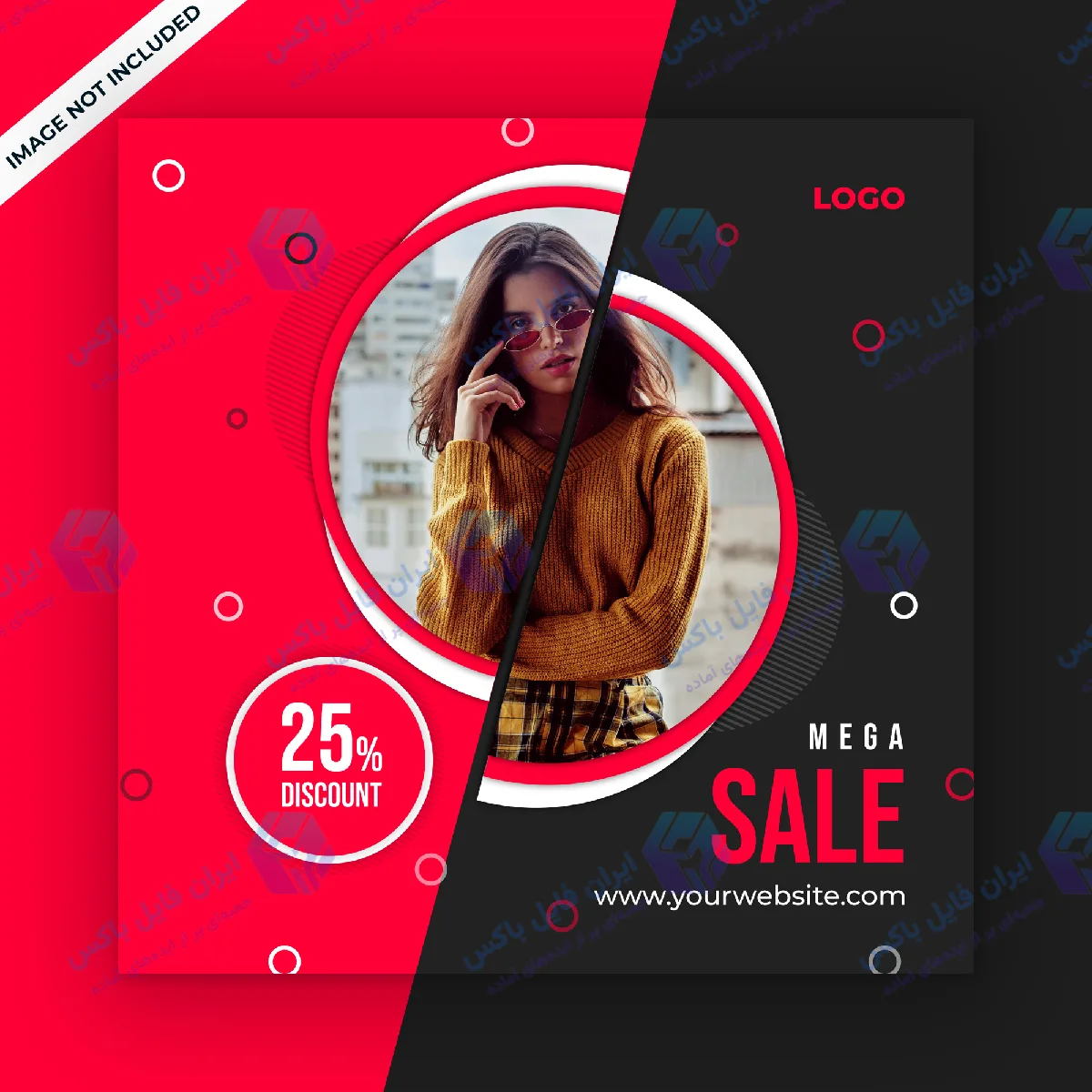 قالب لایه باز پست اینستاگرام مگا سیل زنانه با تخفیف ۲۵ درصد