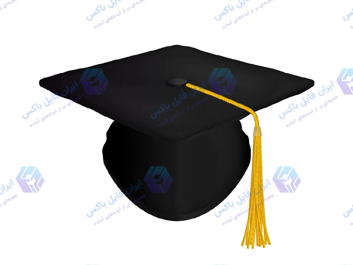 طرح لایه باز آیکون کلاه فارغ التحصیلی PSD با طراحی مدرن و سه بعدی