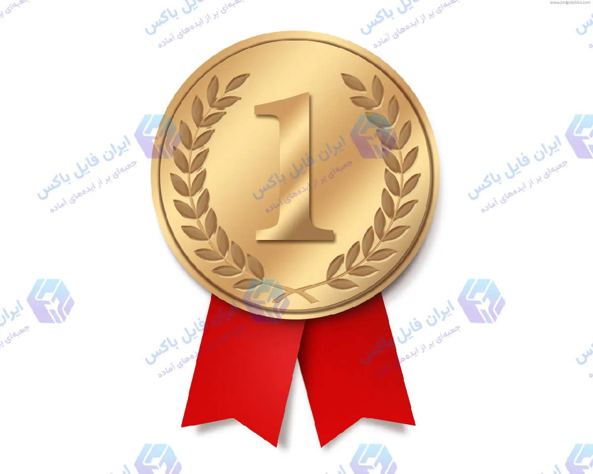 طرح لایه باز آیکون مدال طلا با روبان افتخار PSD