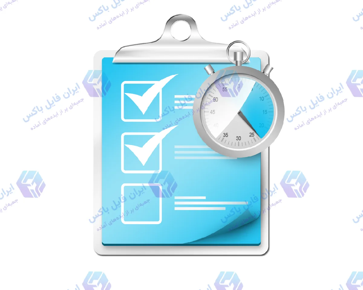 طرح لایه باز آیکون چک لیست و کرونومتر مدیریت زمان PSD
