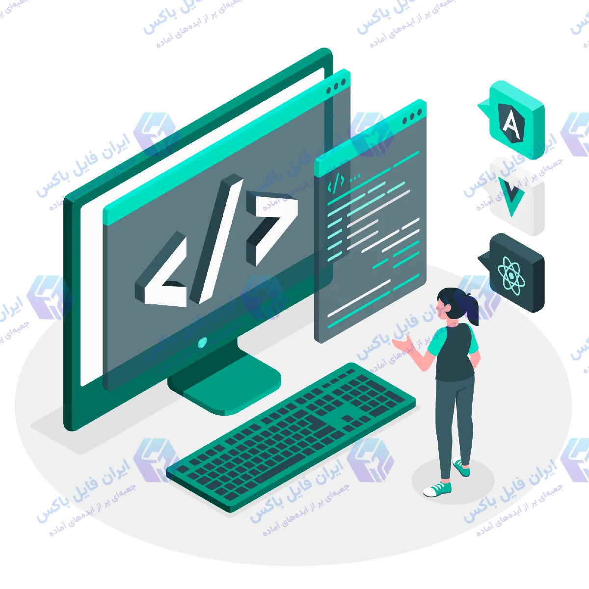 تصویرسازی مفهومی فریم‌ورک‌های JavaScript با فایل AI و EPS